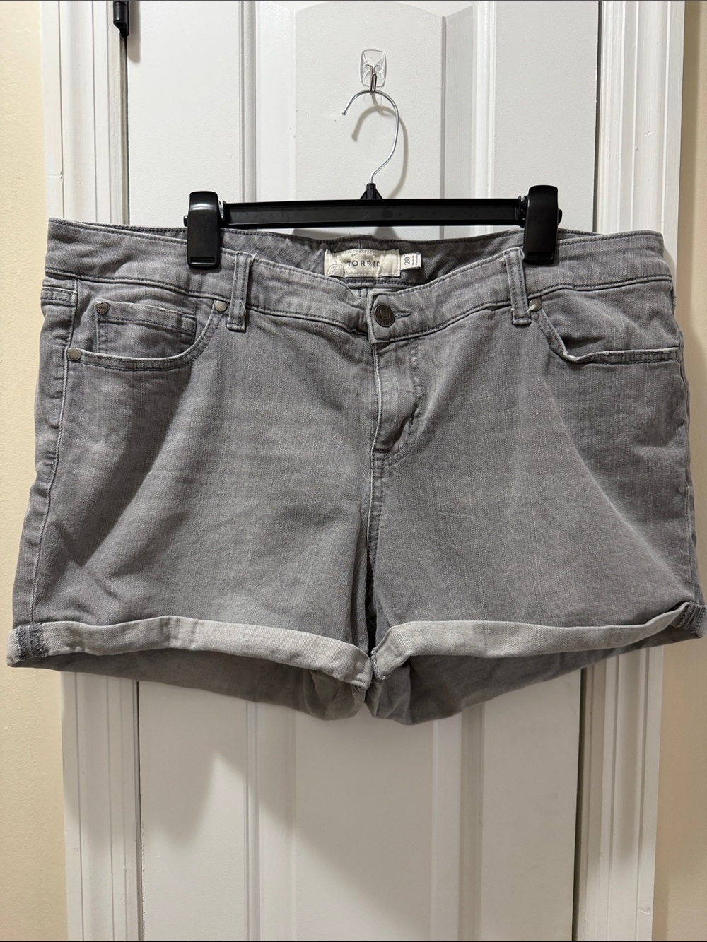 torrid Gray Rolled Hem Denim Shorts
